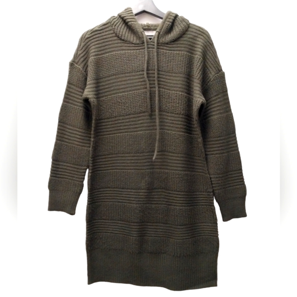 Full Cirxle Trends Knit dress Longsleeve with hoodie sz Large in Dark green